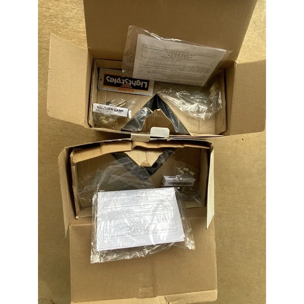 1990's Art Deco Wall Sconces Lot of 2 New Old Stock Boxes Worn